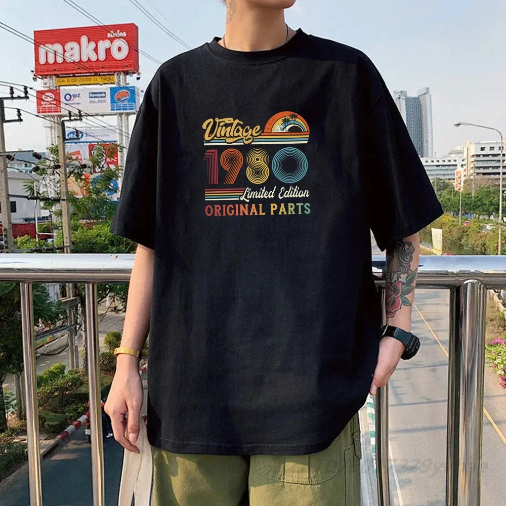 Cassette Vintage 1980 40th  Old Birthday Party Men T Shirts Limited Edition Retro Graphic Tee Cotton Classic T-shirts