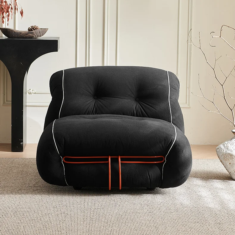 أريكة فرس النهر الفاخرة بمقعدين إيطالية بسيطة وحديثة من القماش كرسي الترفيه لغرفة النوم المنزلية استخدام الأريكة الكسولة المعاصرة #4