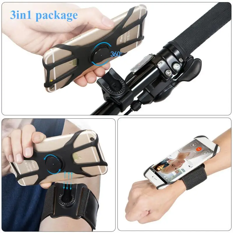 RYRA Detachable Rotating Arm Wrist Strap Mobile Phone Holder Sports Running Cycling Multi-function Mobile Phone Bag Holder