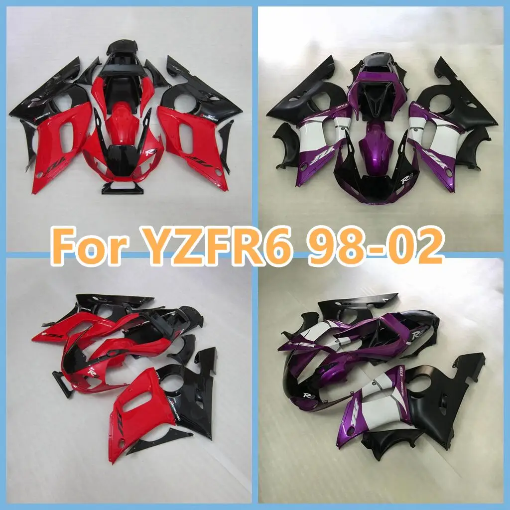 

Motorcycle Fairing Body kit For YAMAHA R6 1998 1999 2000 2001 2002 YZF R6 98-02 red black bodys Housing