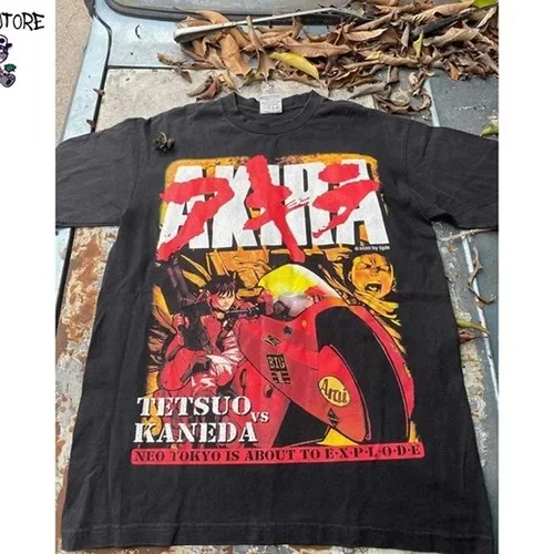 

Akira Rare 90's Moive Black Retro Unisex Reprint Casual Oversized Y2k Ladies Clothes Woman Sleeved Clothing Female Clothing Tee