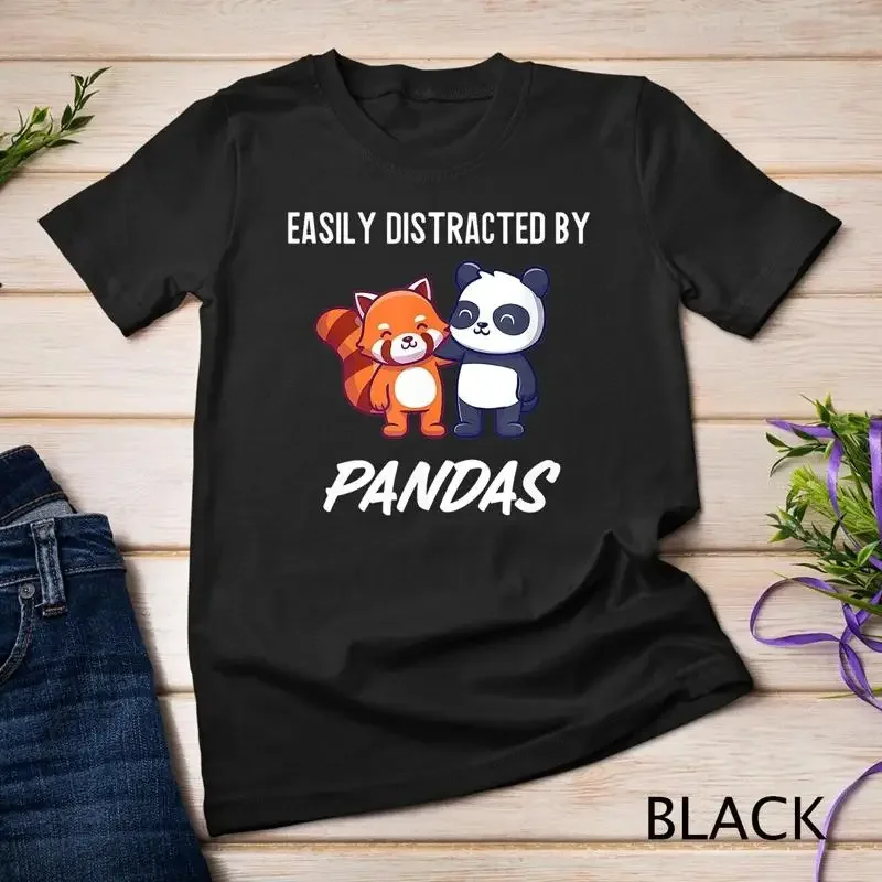 Easily Distracted by Pandas Cute Red Panda and Panda T Shirt Unisex T shirt