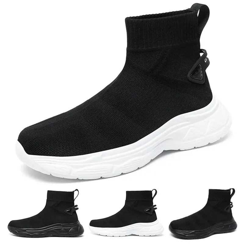 High Top Casual Shoes Breathable Mesh Sock Shoes Outdoor Women Men Sneakers for Hiking Jogging Thick Soled Shoes Plus Size 36-48