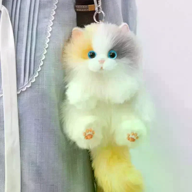 Nette Plüsch Katze Puppe Anhänger Schlüsselbund Mädchen Rucksack Puppe Anhänger Simulierte Tier Stofftier Paar Tasche Hängen Dekorative Geschenk