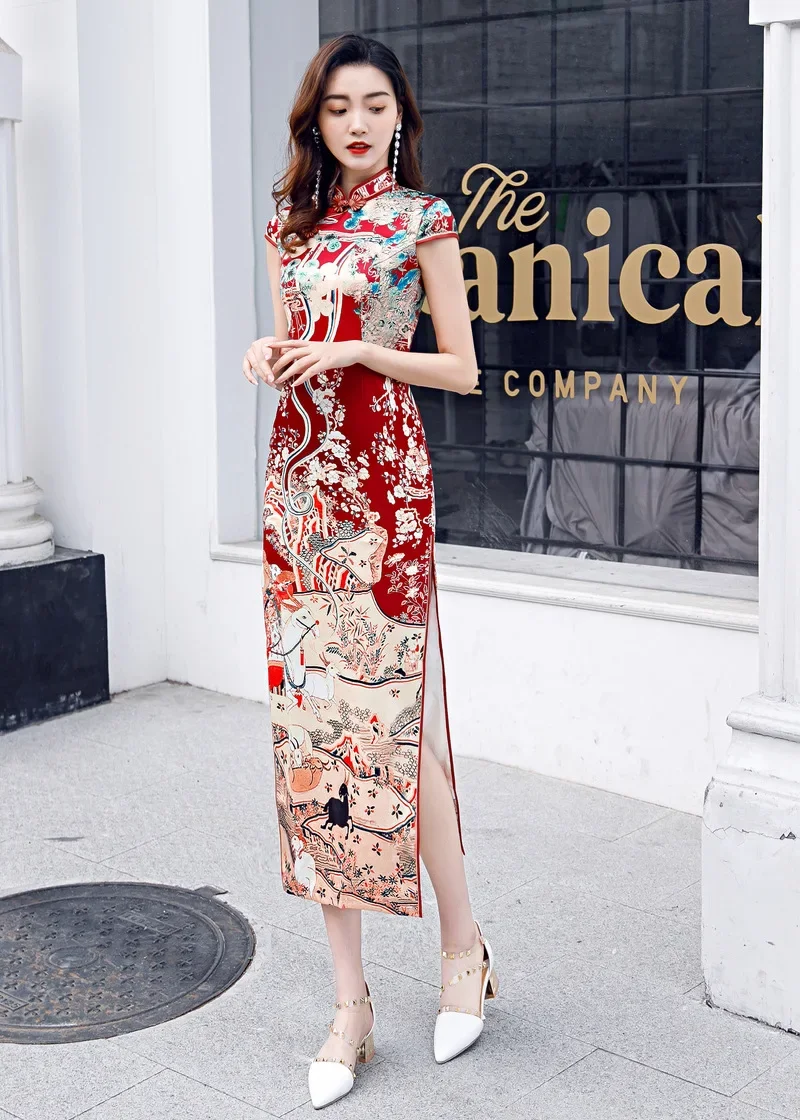 

Летнее ципао Yourqipao: улучшенное современное сексуальное платье больших размеров, традиционное китайское вечернее платье, костюм Тан, Ханьфу для женщин