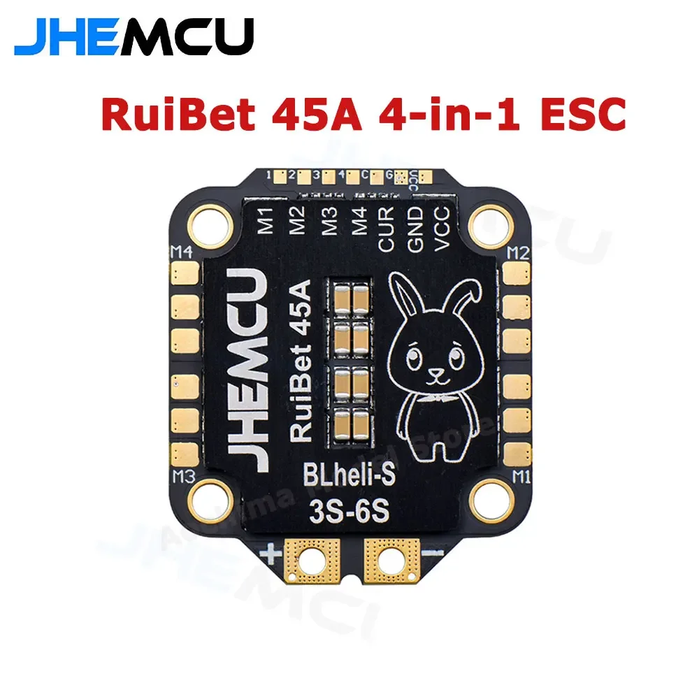 

JHEMCU RuiBet 45A BLHELI_S Dshot600 3-6S Brushless 4in1 ESC 30X30mm for FPV Freestyle Flight Controller Stack DIY Parts