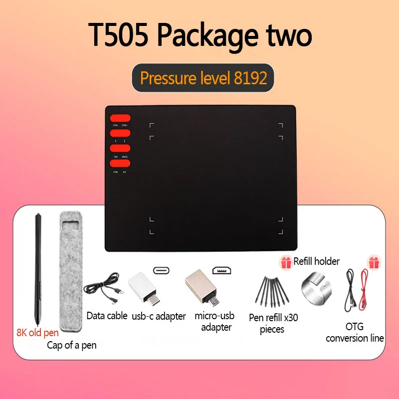 Online class T505 digital board freehand drawing board Computer drawing board 8192 can be connected to Android mobile phone
