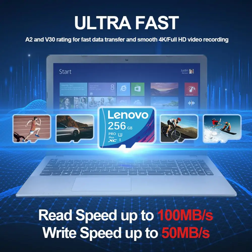 Lenovo Fast Speed A2 Micro TF SD Card 2TB 512GB Mini 1TB scheda di memoria SD Flash di grande capacità ad alta velocità V10 per telefono Androids