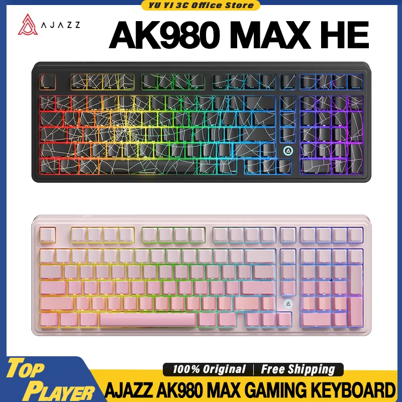 

AJAZZ AK980 MAX Gaming Keyboard Hall Effect Switch RT 0.01mm 8kHz Polling Rate 128kHz Scan Rate DKS SOCD 98 KEY Layout Keyboard