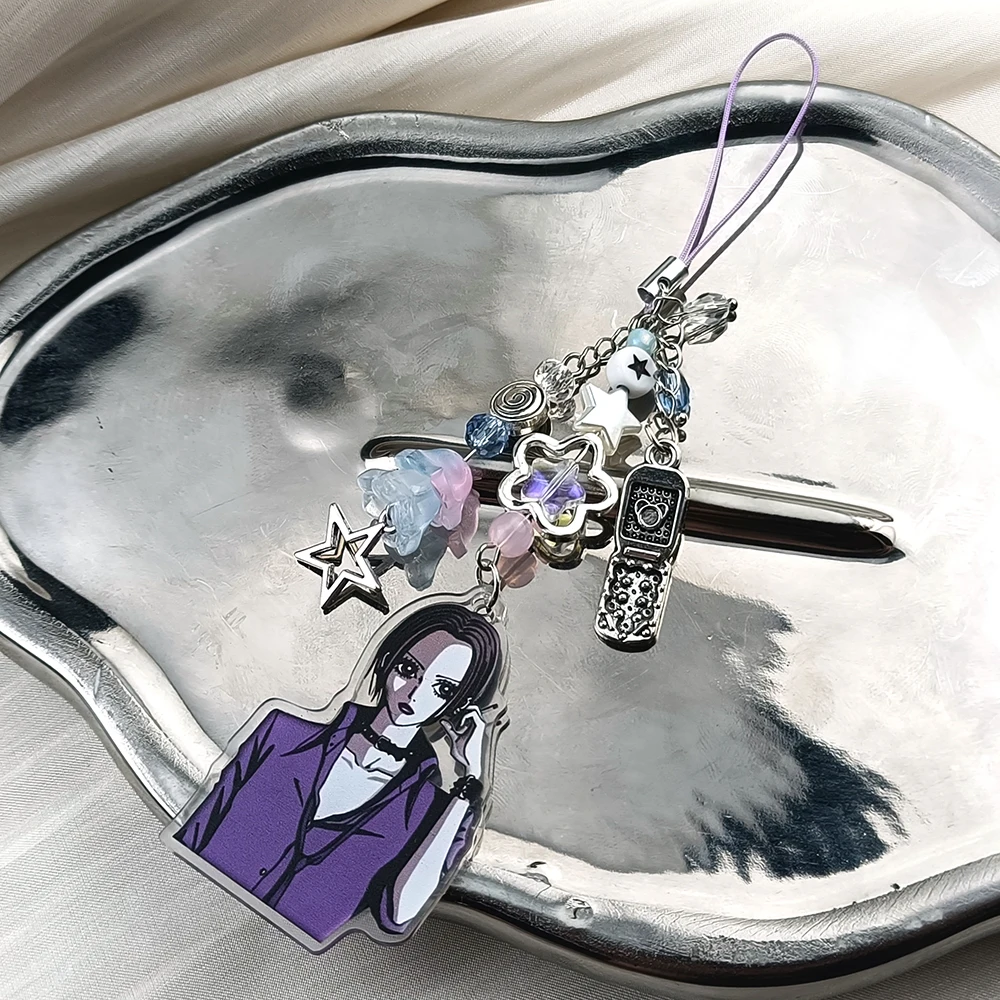 Anime NANA Oosaki Nana Character Keychain Multi-charm Beaded Key Ring Cute Bag Backpack Phone Pendant Accessory Gift for Fans