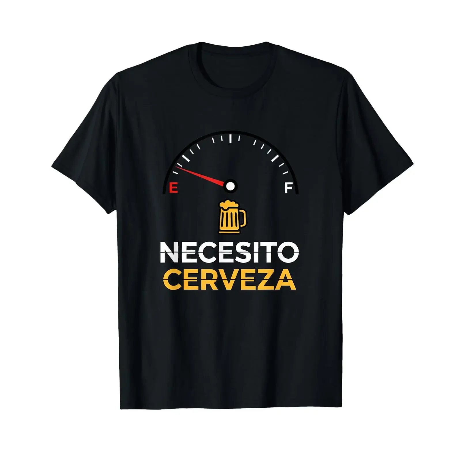 Necesito Cerveza Funny Beer Meter Design Spanish Humor T Shirt vintage Washed fashion homme Unisex Breathable Soft Versatile
