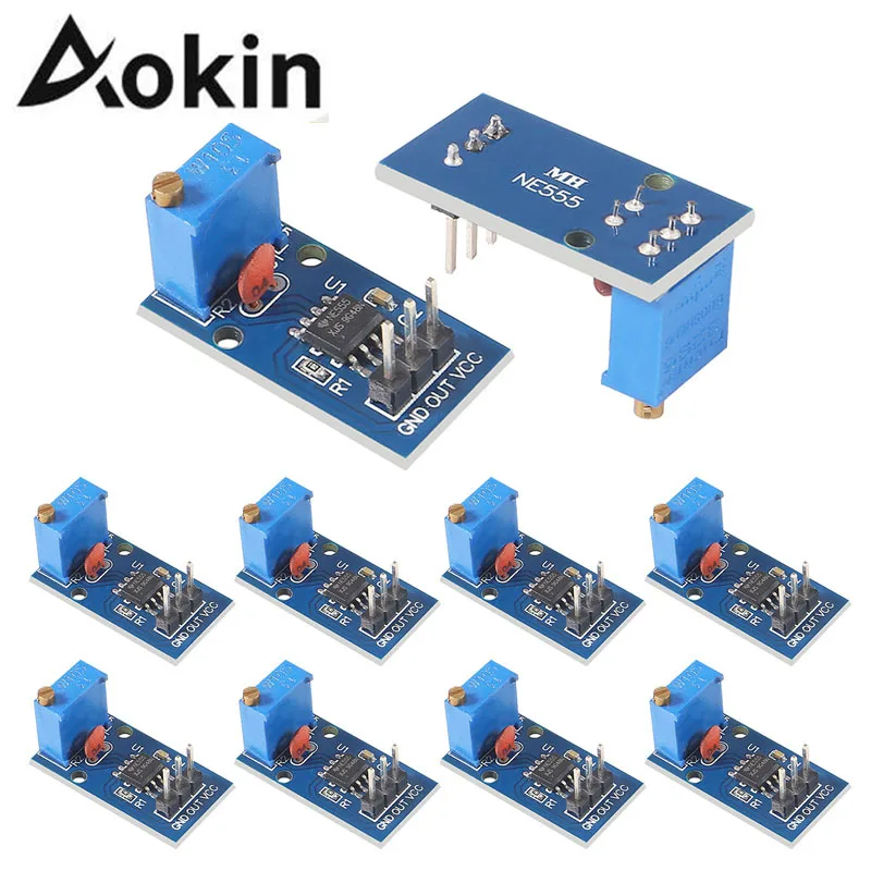 10Pcs DC 5V 12V NE555 Adjustable Resistance Frequency Pulse Generator Module Single Channel Output Generators for Arduino