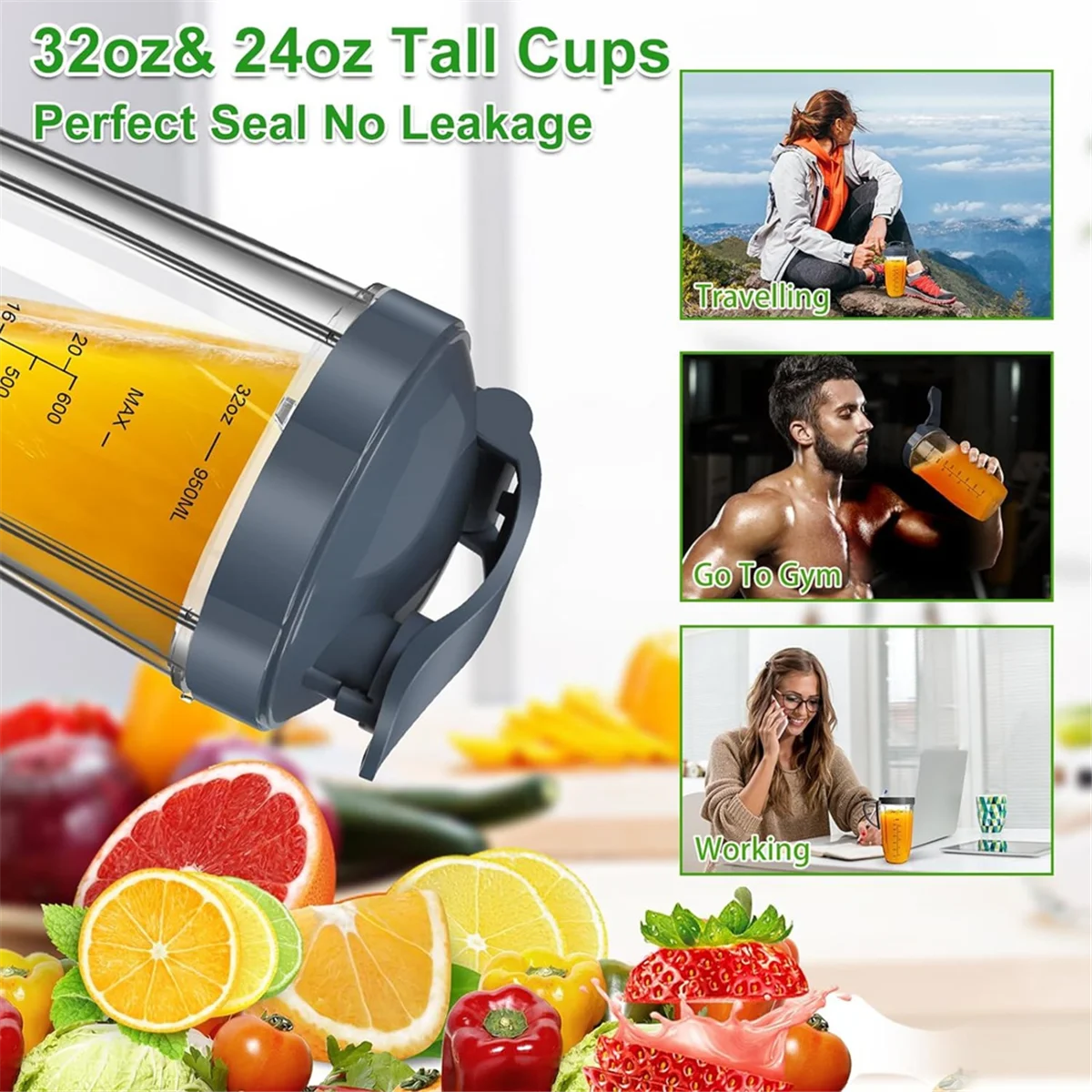 Piezas de repuesto populares para licuadora Nutribullet, tazas de licuadora Nutribullet de 32oz y 24oz con tapas, piezas de repuesto de cuchilla extractora