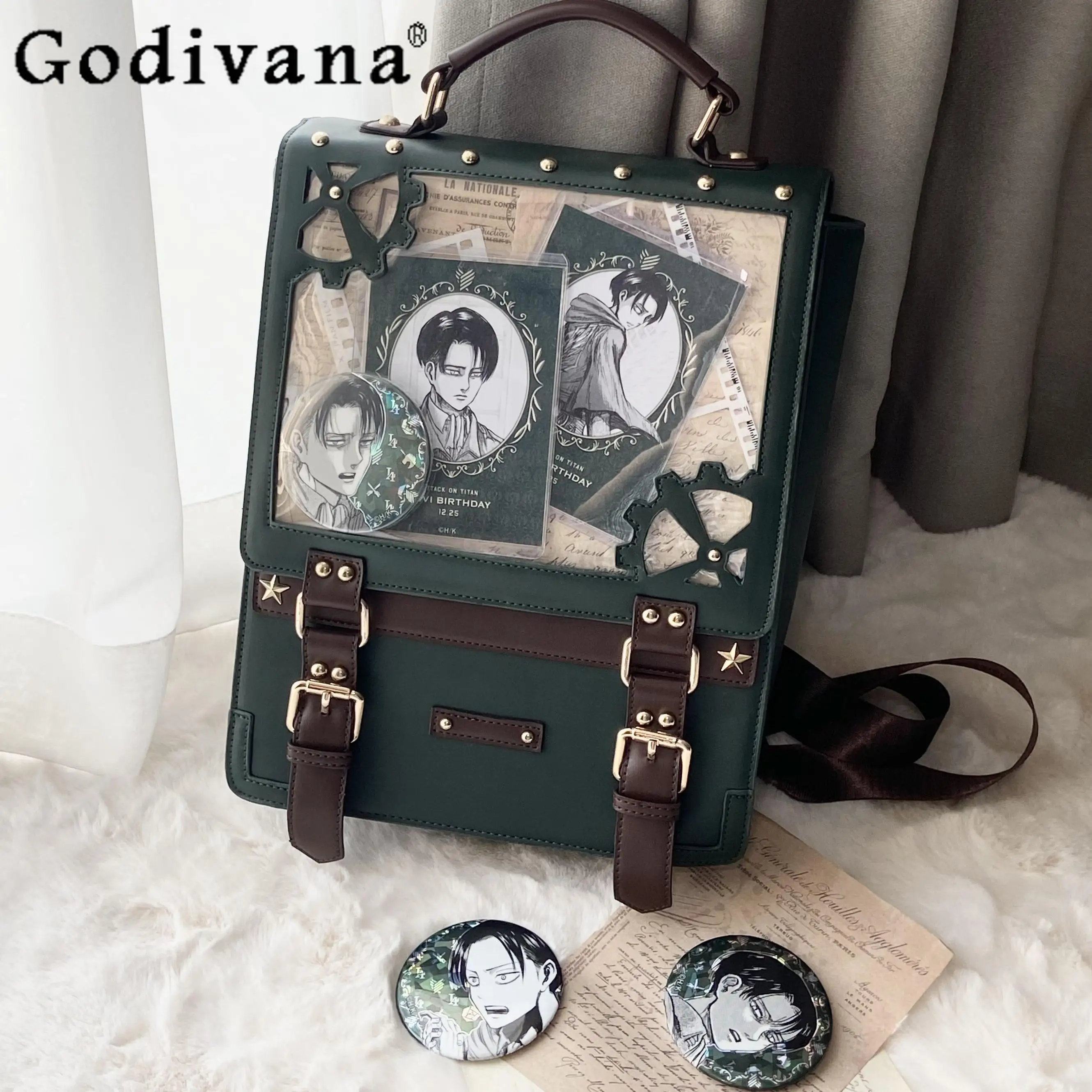 

Двумерная сумка через плечо в японском стиле для девочек, оригинальный дизайн в стиле Лолиты, маленькая квадратная сумка через плечо с заклепками, милая сумка через плечо для девочек