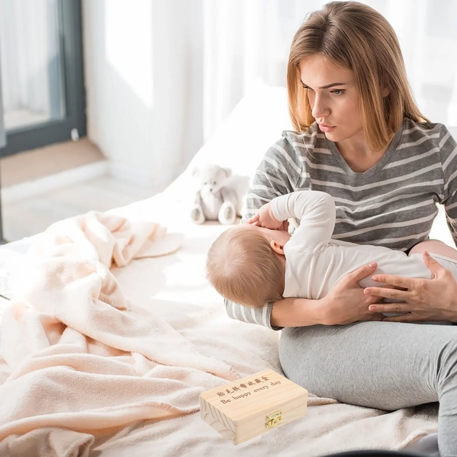 صندوق حفظ شعر الجنين زجاجة تخزين تذكار خشبية للطفل الحبل السري الأسنان تذكارية جمع هدية تذكارية للرضع #1