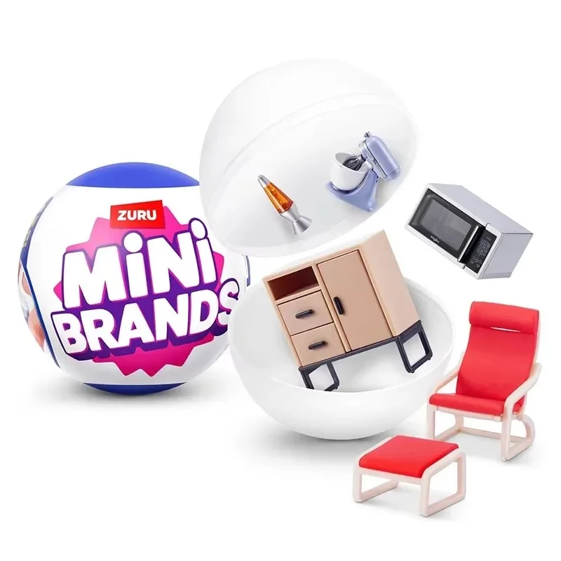 Original zuru brinquedo em miniatura 5 surpresa mini bola móveis para casa sofá máquina de café caixa cega brinquedos diy brinquedo crianças brinquedos