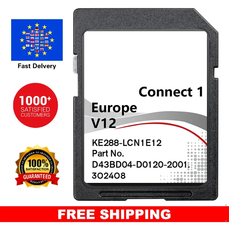 Connect1 V12 SD Card Sat Nav Update 2022 Cover All Europe for Nissan Micra Note Cube Juke X-Trail Cabstar NV200