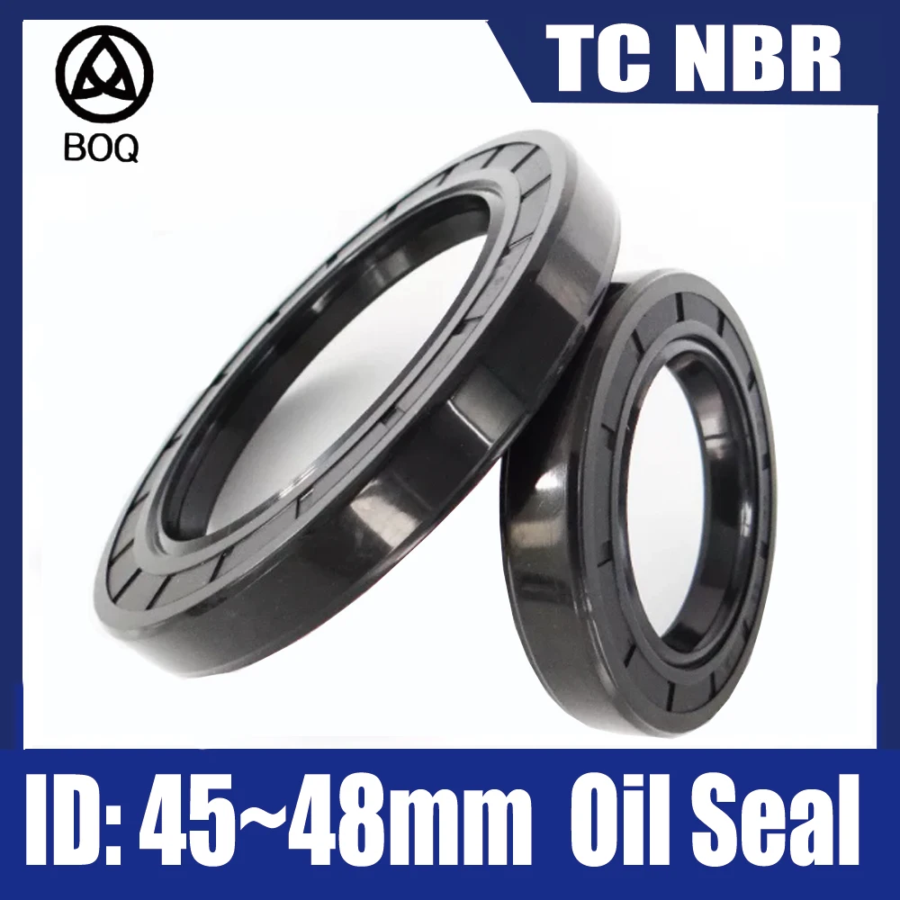 2PC TC NBR ID 45/46/47/48mm Shaft Rubber Rotary Oil Seal Double Lip for Motor Pump Machinery Nitrile Rubber Shaft Sealing Gasket