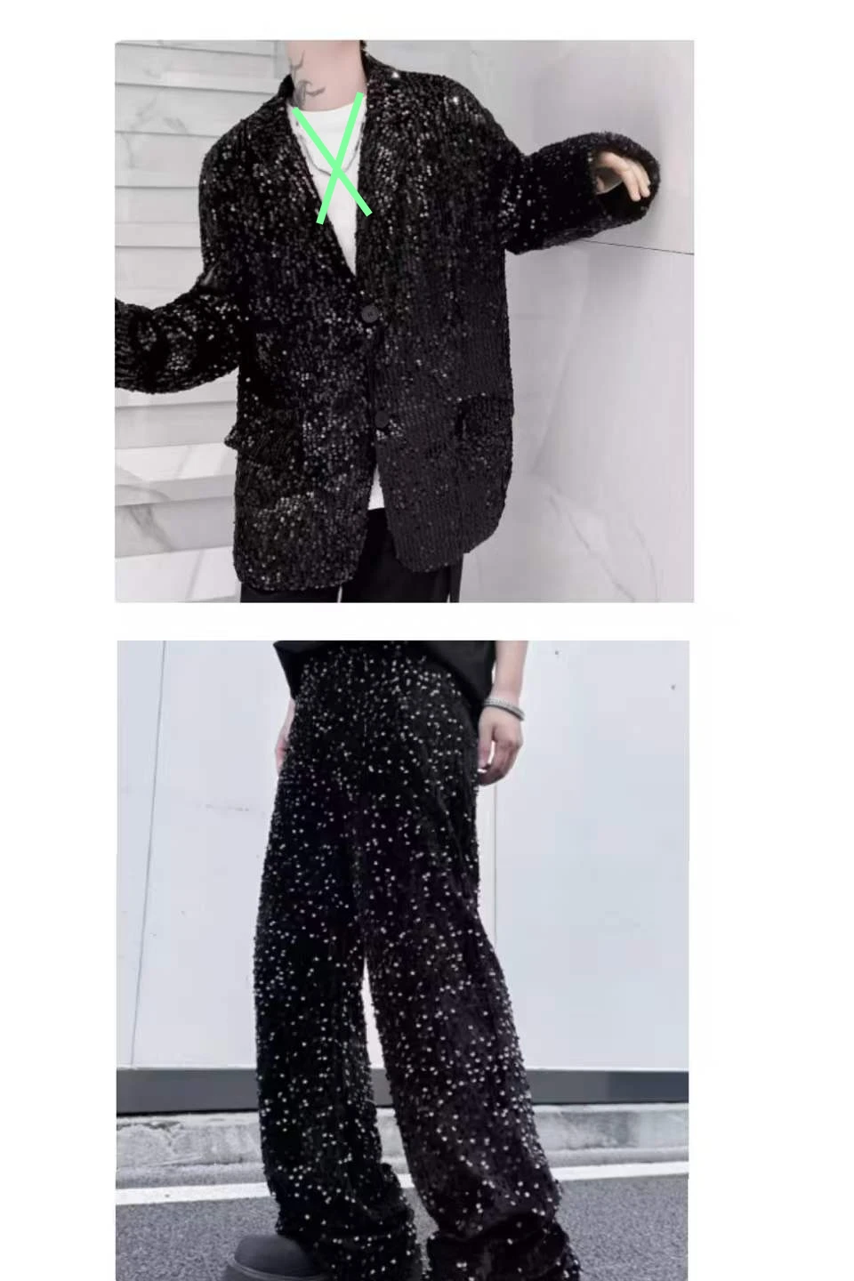 black jacket X pant