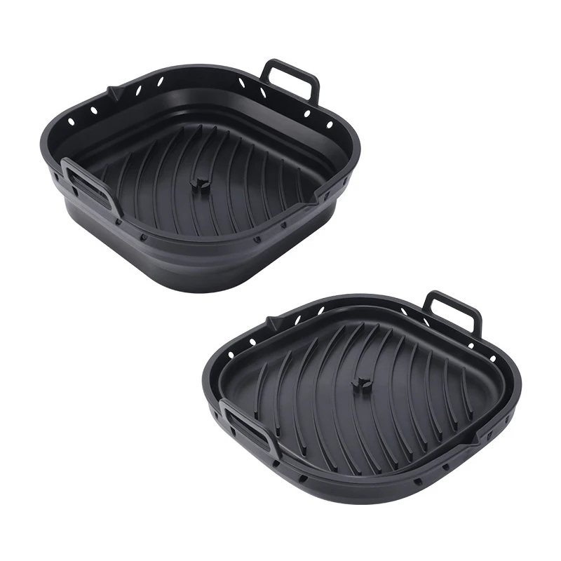 Silicone Air Fryer Liners Square Reusable Silicone Basket Easy to Clean Air Fryers Pot for 5.8 to 8 Qt Air Fryer Baking Tray