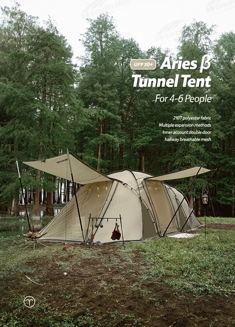 Naturehike Widder-Tunnelzelt, Camping, Outdoor, für 4–6 Personen, großes Raumzelt, 4-Jahreszeiten-Zelt, erweitertes Zelt, Familien-Reisezelt, wasserdicht – Detail 11