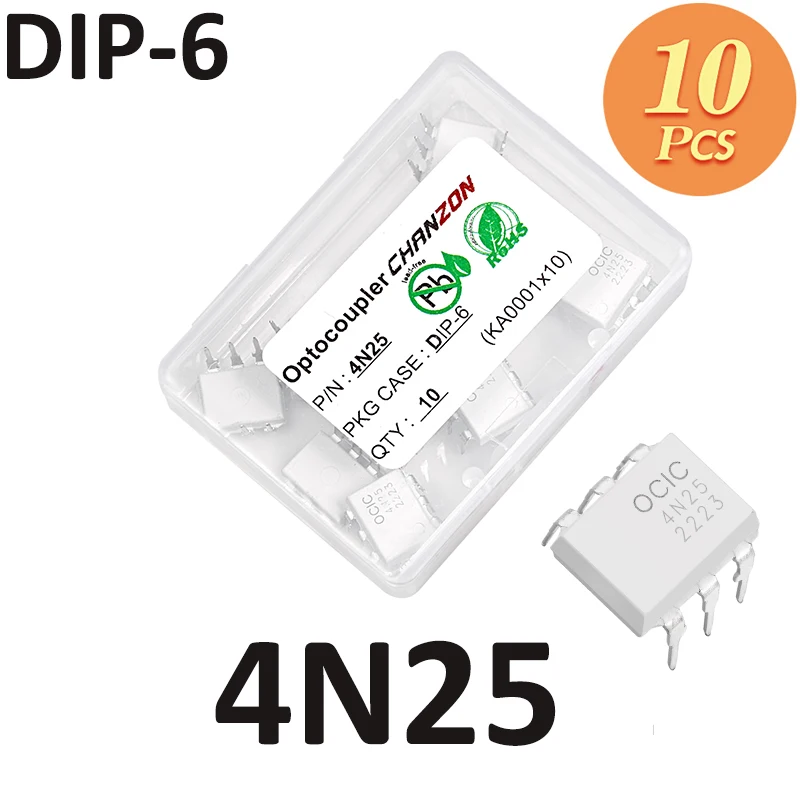 10PCS Optocoupler 4n25 EL4N25 4n25m DIP6 DIP-6 Photovoltaic Optoisolator Opto Coupler New and Original  IC In Stock Chanzon