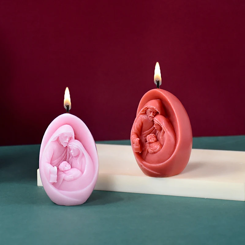 Catholic Holy Family Silicone Mold - Jesus, Virgin Mary Figurines for Handmade 3D Candles, Christmas Gifts, and Home Decoration