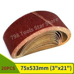 20PCS 533*75mm Sanding Belts Kit,40/60/80/120/150/240/400 Grits Assortment for Wood Metal Grinding Bands Polisher Oxide Sander