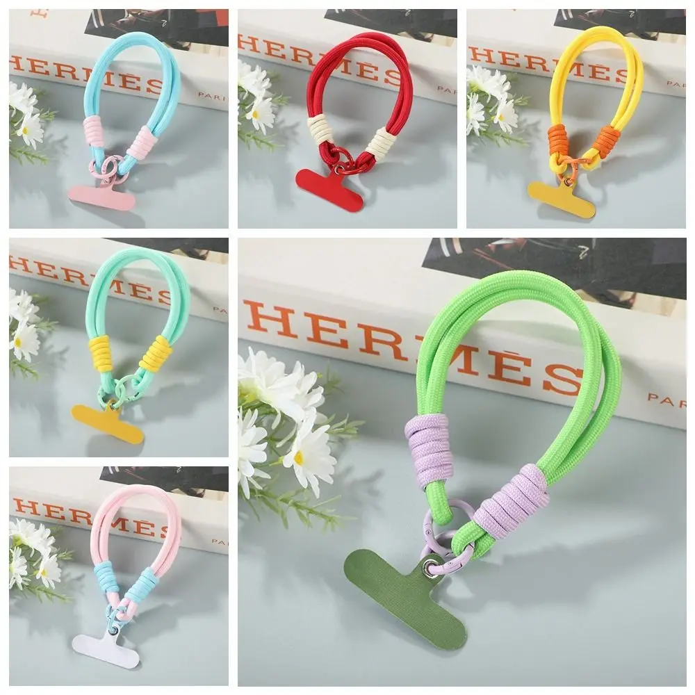 Woven Candy Colors Phone Chain Candy Colors Iridescence Cellphone Anti-Lost Lanyard Short Style 18.5cm Mobile Phone Wrist Rope