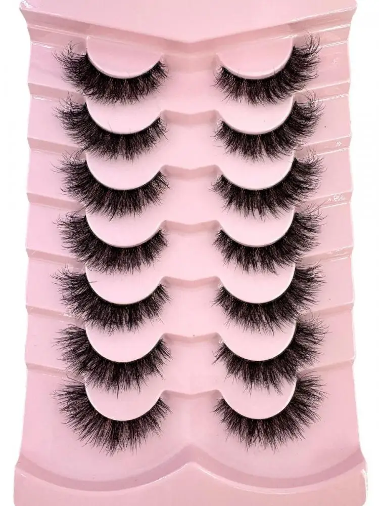 HBZGTLAD 7 paires de cils oeil de chat naturel long bande claire cils extrémité ailée oeil cils allongés Faux cils de vison maquillage