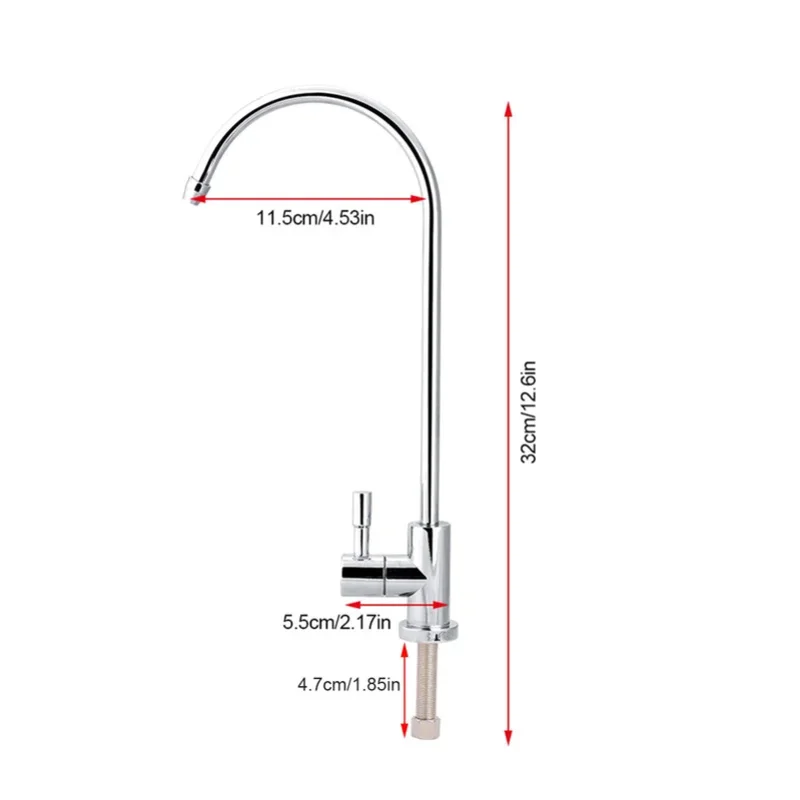 3/8inch Zinc Alloy Kitchen Sink Chrome-Plated Reverse Osmosis RO  Water Filter Faucet