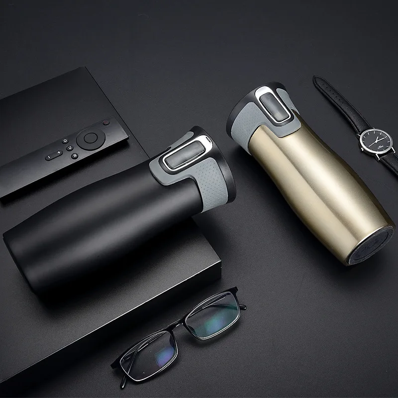 Insulated Coffee Travel Mug 450ml 15oz Stainless Steel Vacuum Flask One-Click Lid Leakproof for Office Car Travel