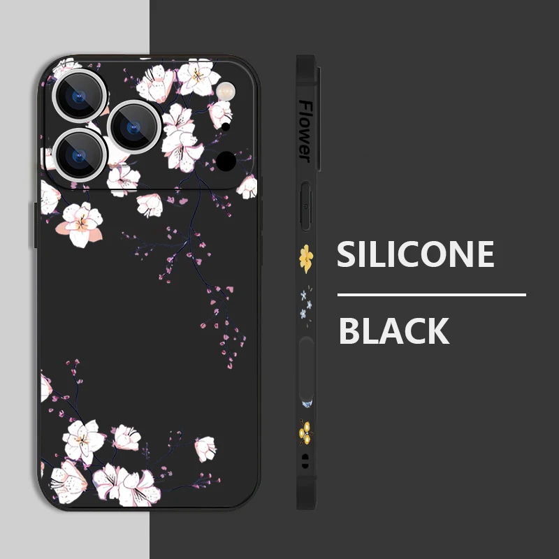 Custodia per telefono fiore di magnolia rosa per iPhone 17 Pro Max Funda iPhone 16 Pro Max 15 14 13 12 11 16e Air TPU copertura con cordino in silicone