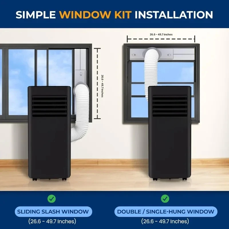 Unidade de resfriamento A/C doméstica compacta de ar condicionado portátil com desumidificador e modos de ventilador integrados, inclui kit de montagem em janela