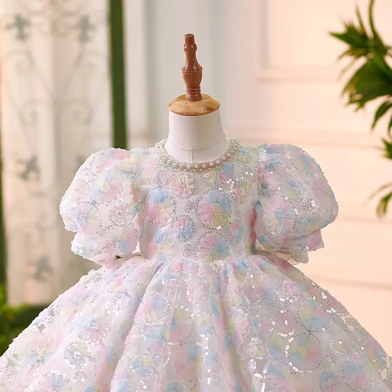 Baby Mädchen Geburtstags feier Kleid Säugling Sommer Taufe Kleid Perle Blume Hochzeit Kostüm Kinder Kleidung Kleinkind Vestidos