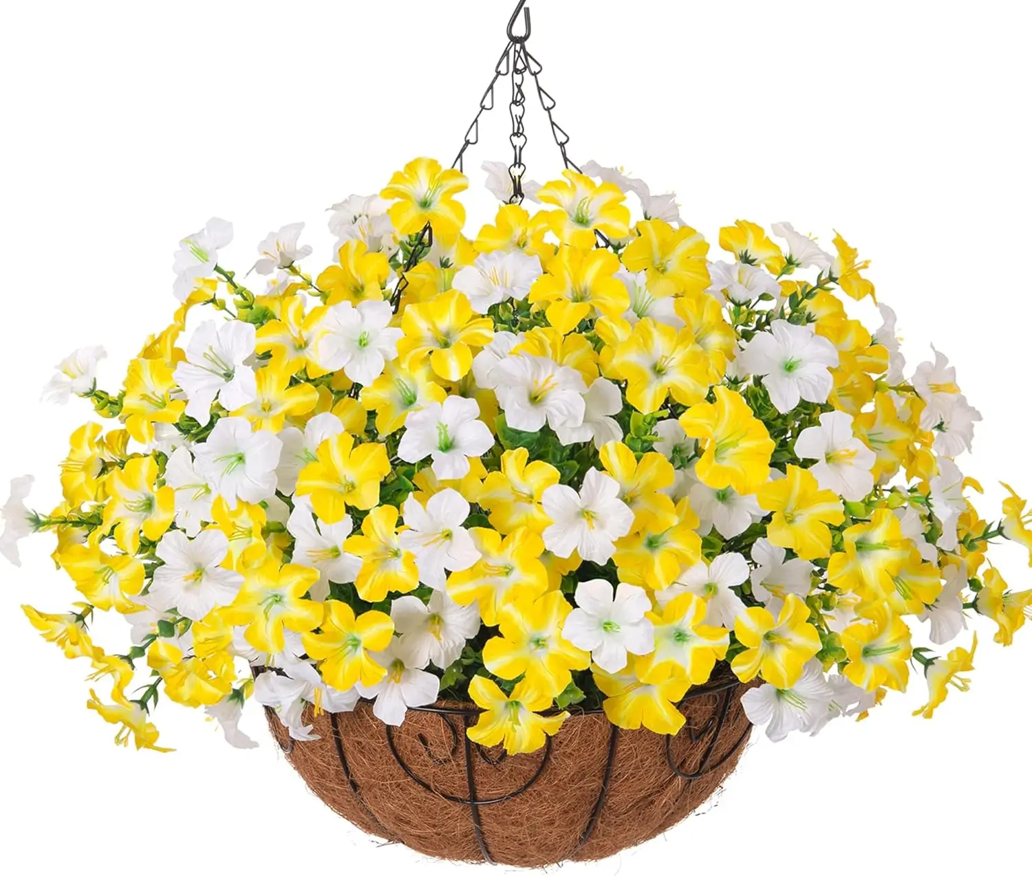 

Artificial Hanging Flowers for Outdoors Baskets Spring Fake Plants Outdoor Decoration, UV Resistant Faux Morning Glory i