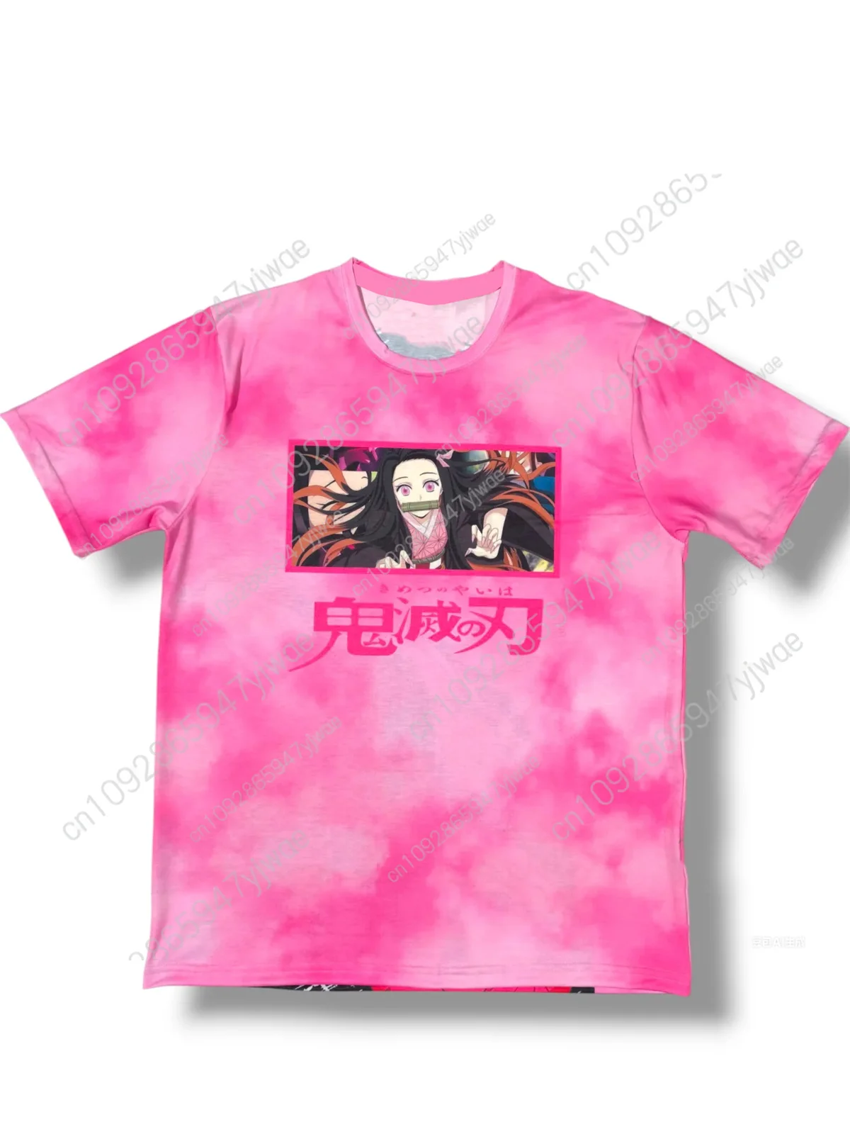 أنيمي شيطان القاتل تأثيري حلي Tanjirou و Nezuko ثلاثية الأبعاد مطبوعة التعادل صبغ قصيرة الأكمام للأطفال التجفيف السريع تي شيرت الكبار