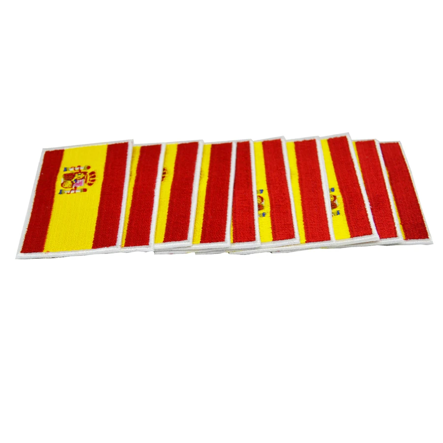 5 Pieces Spain Flag Iron on Patch Embroidery Sticker, 3.5*5.5 cm Backpack Jacket DIY Decoration, Armband Badge