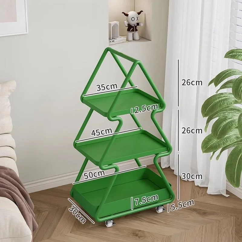 

Hxl living room side table mobile cart with wheels, iron art storage rack