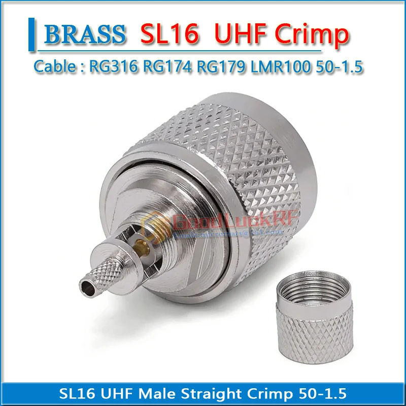 PL259 SO239 PL-259 SO-239 M SL16 UHF Male Window Crimp RG316 RG174 RG179 LMR100 Cable Copper 50ohm RF Connector Adapters