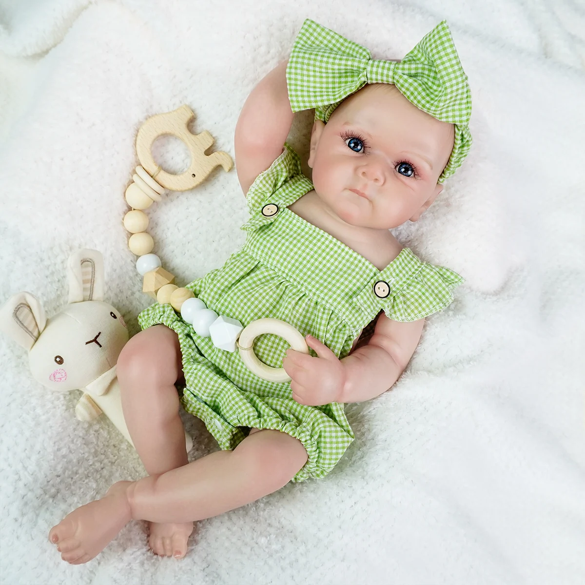 ตุ๊กตาเด็กตุ๊กตาผ้าสมจริงร่างกายตาสีฟ้าและผมวาดด้วยมือเหมาะสําหรับเพื่อนร่วมงานผู้สูงอายุนักสะสมและของเล่นเด็ก DIY