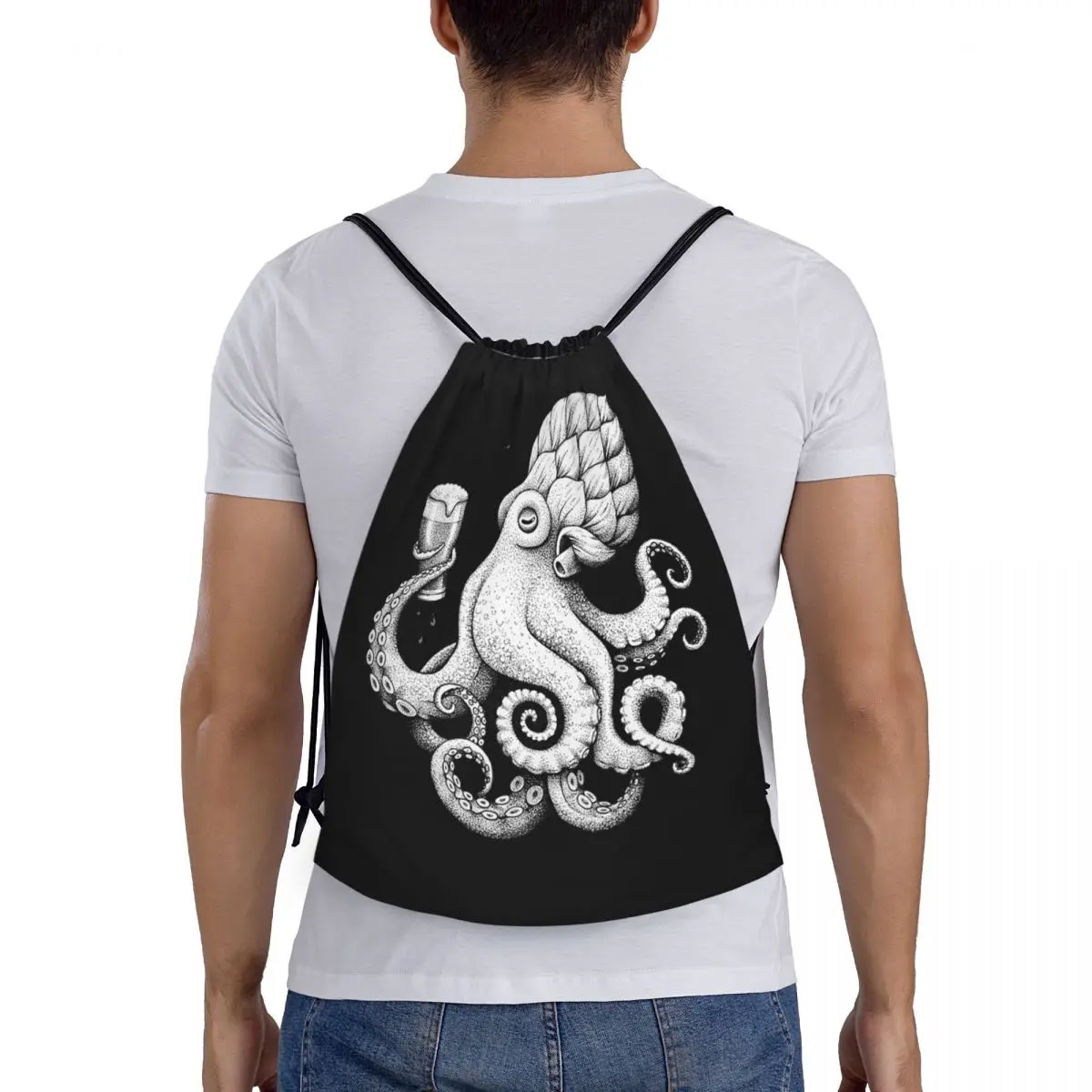 

Hoptopus пиво пьет осьминог рюкзаки повседневные портативные рюкзаки на шнурке карманная сумка для хранения сумки для книг для мужчин и женщин школьные
