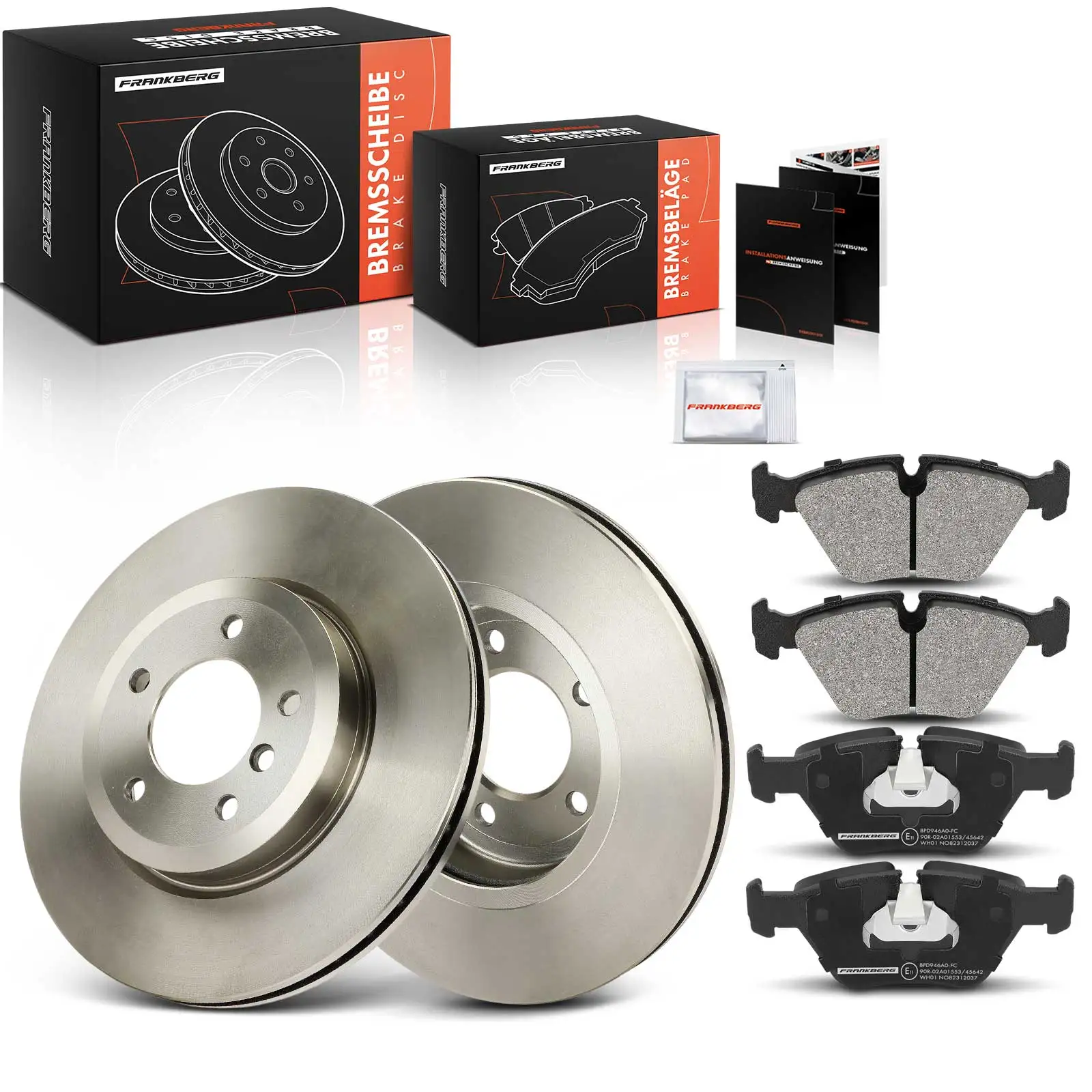 Frankberg 2x Bremsscheiben 4x Bremsbeläge Vorderachse für BMW 3er E46 Z4 E86 E85 1999-2008 34116754705 34116855156 34116761243