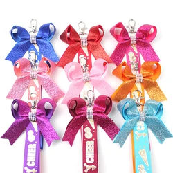 Creativo personalizzato Glitter Cheer Ribbon Bow portachiavi colorato Cheer portachiavi ciondolo zaino decorazione accessori regali