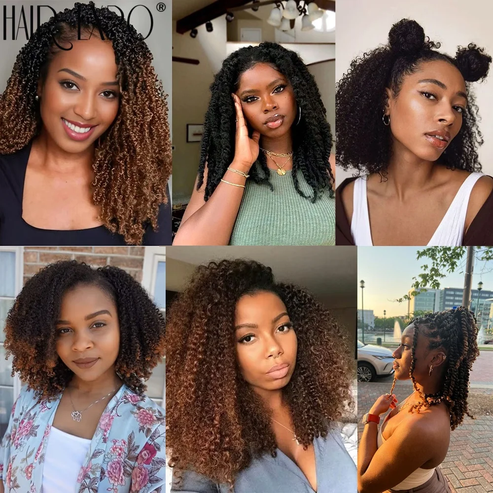 3PCS Afro Kinky Curly Bulk Crochet Hair Synthetic Marley Twist Braiding Hair Extensions Ombre Protein Fiber Micro Twist Braids