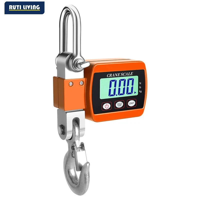 Electronic Hanging Scales 300kg Digital Stainless Steel Hook Weighing LCD Crane Scale Loop Fish Heavy Duty Weight Balance