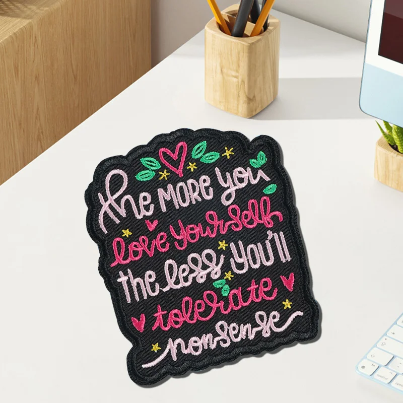 

1PC Self-Love and Boundaries Embroidery Badge, Iron-On/Stitchable Motivational Badge, Suitable for Backpacks, Jackets, Hats,