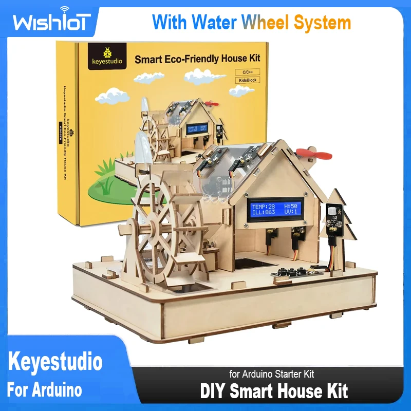 Keyestudio Smart House Kit For Arduino With Water Wheel System C/C++ and KidsBlock Programming For Arduino DIY Starter Kit DIY