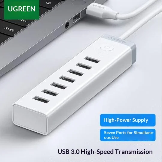 UGREEN 20481 CM420 USB 3.0 Hub 7 Port High Speed USB Splitter Extension Adapter for Laptop Desktop Computer