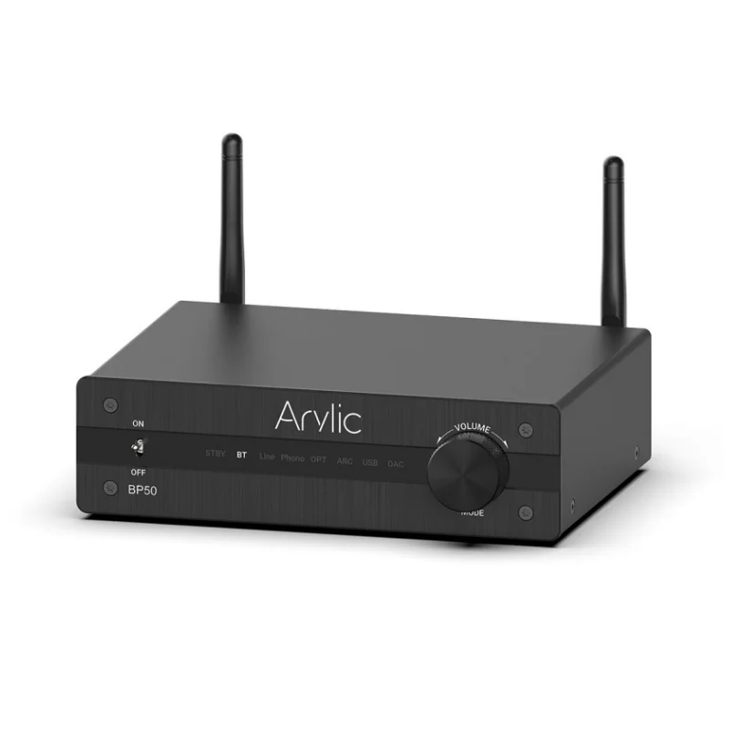 Arylic BP50 Bluetooth Stereo aptx HD Audio Preamplifier Receiver 2.1 Channel Mini Class D Integrated Amp for Home Speakers